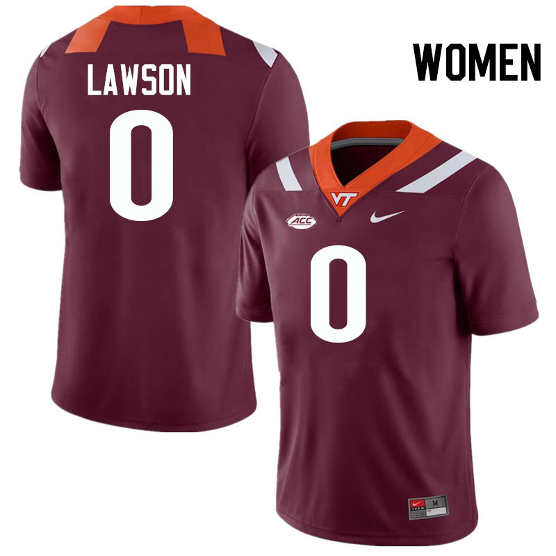 Women #0 Keli Lawson Virginia Tech Hokies College Football Jerseys Stitched-Maroon